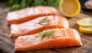 Salmon fish on a cutting board