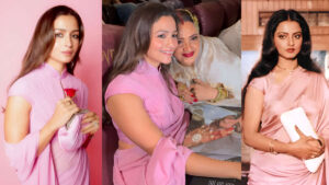 Alia bhatt recreats rekhas iconic pink saree look from silsila pic courtesy instagram
