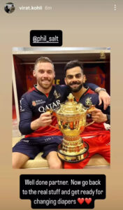 Virat kohli’s sweet message to phil salt after ipl win
